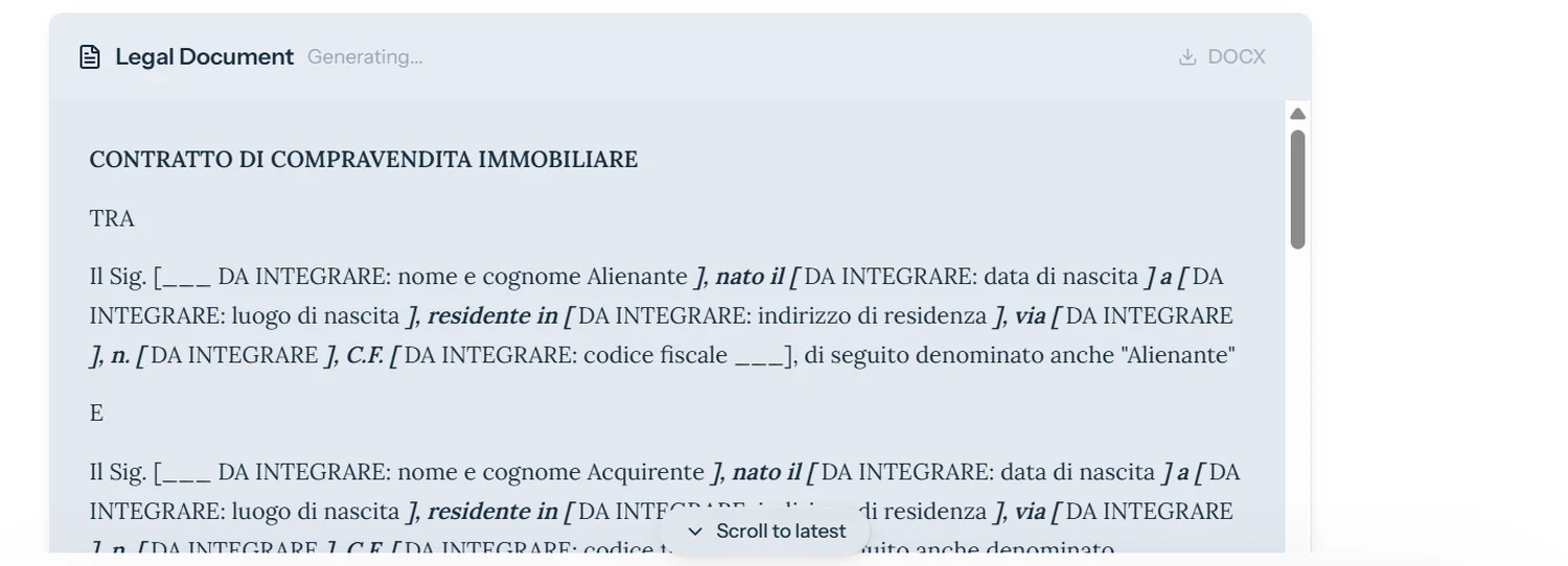 Redazione assistita in Aliv@: bozza generata con dati da integrare evidenziati