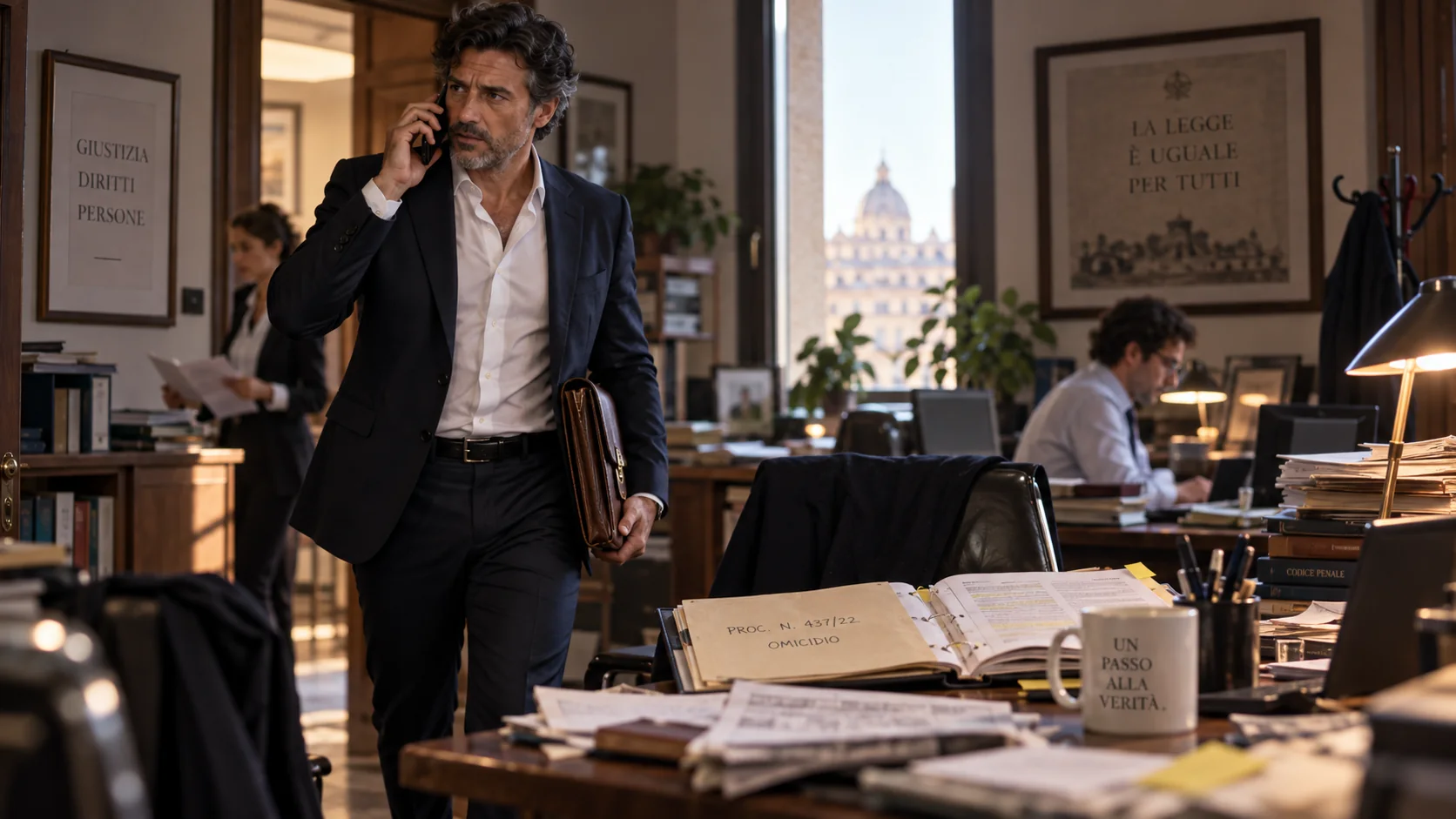 Professionista durante una telefonata nello studio